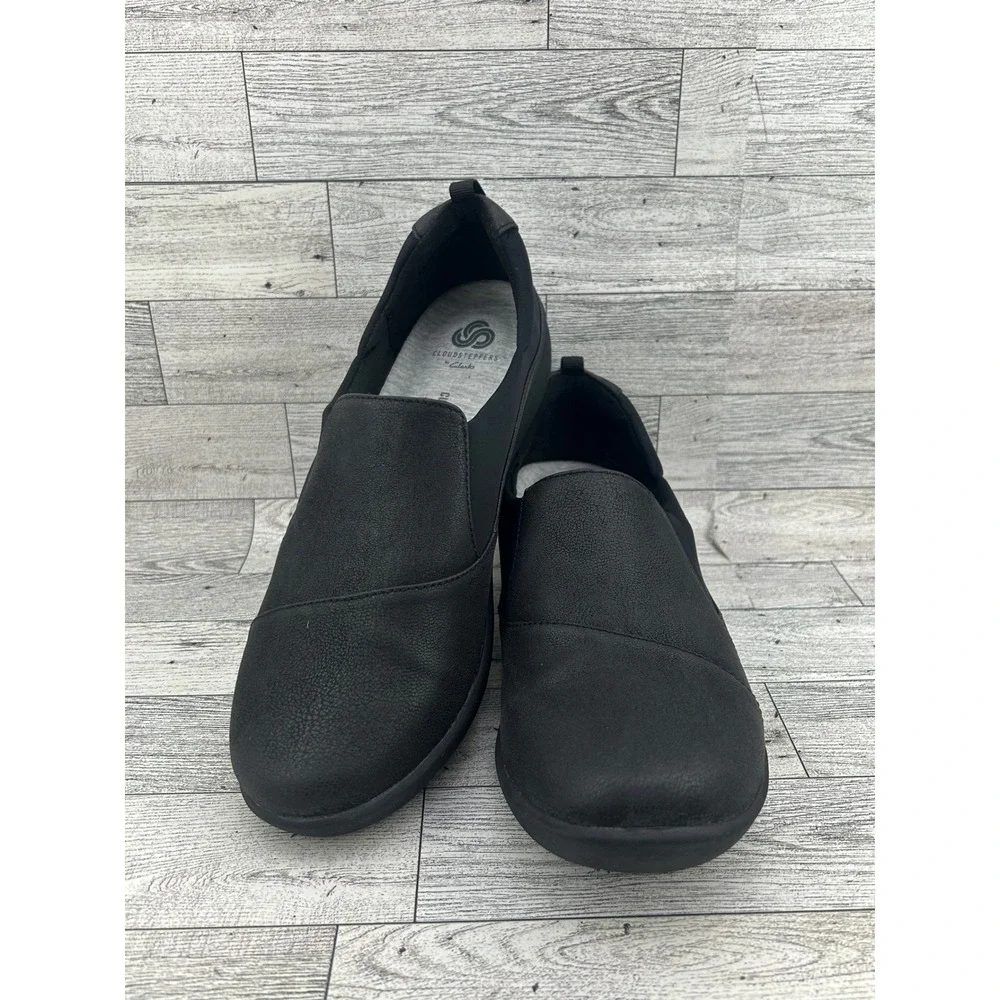 Clarks Cloudsteppers Sillian Paz‎ Black Slip On Loafers Women Size 9.5 M
